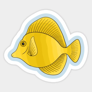 Yellow tang fish cartoon illustration Sticker